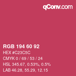 Color code: RGB 194 60 92 | qconv.com