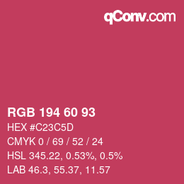 Color code: RGB 194 60 93 | qconv.com