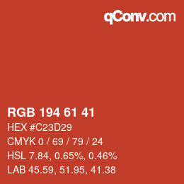 颜色代码: RGB 194 61 41 | qconv.com