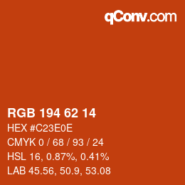 Color code: RGB 194 62 14 | qconv.com