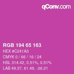カラーコード: RGB 194 65 163 | qconv.com