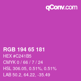 カラーコード: RGB 194 65 181 | qconv.com