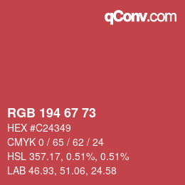 Color code: RGB 194 67 73 | qconv.com