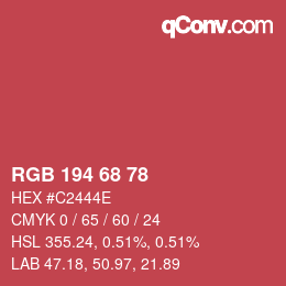 カラーコード: RGB 194 68 78 | qconv.com