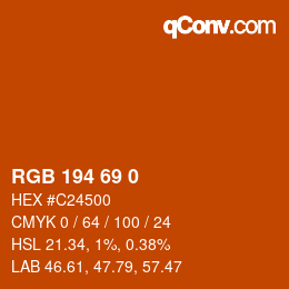 Color code: RGB 194 69 0 | qconv.com