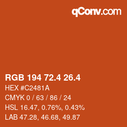 カラーコード: RGB 194 72.4 26.4 | qconv.com
