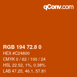 カラーコード: RGB 194 72.8 0 | qconv.com
