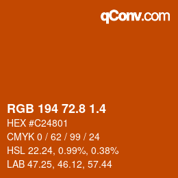 カラーコード: RGB 194 72.8 1.4 | qconv.com