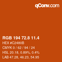 カラーコード: RGB 194 72.8 11.4 | qconv.com