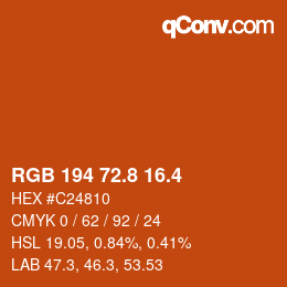 カラーコード: RGB 194 72.8 16.4 | qconv.com