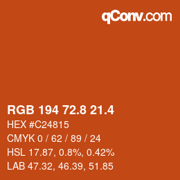 カラーコード: RGB 194 72.8 21.4 | qconv.com