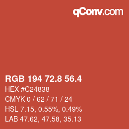 カラーコード: RGB 194 72.8 56.4 | qconv.com