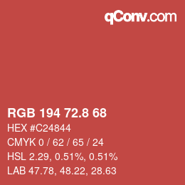 カラーコード: RGB 194 72.8 68 | qconv.com