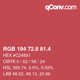 カラーコード: RGB 194 72.8 81.4 | qconv.com