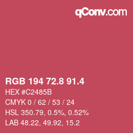 カラーコード: RGB 194 72.8 91.4 | qconv.com