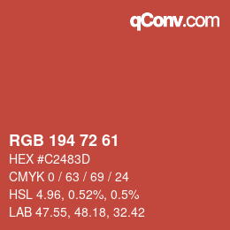 Color code: RGB 194 72 61 | qconv.com