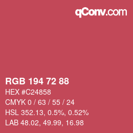 Color code: RGB 194 72 88 | qconv.com