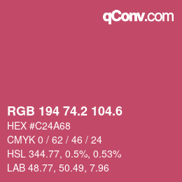 カラーコード: RGB 194 74.2 104.6 | qconv.com