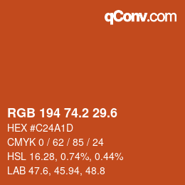 カラーコード: RGB 194 74.2 29.6 | qconv.com