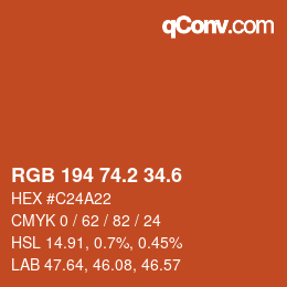 カラーコード: RGB 194 74.2 34.6 | qconv.com