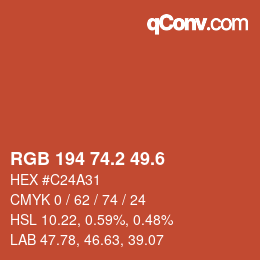 カラーコード: RGB 194 74.2 49.6 | qconv.com