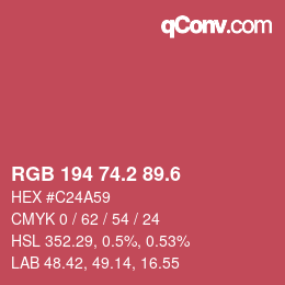 カラーコード: RGB 194 74.2 89.6 | qconv.com