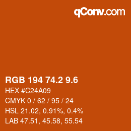カラーコード: RGB 194 74.2 9.6 | qconv.com