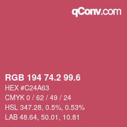 カラーコード: RGB 194 74.2 99.6 | qconv.com