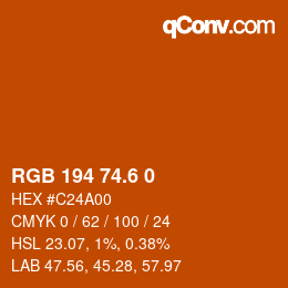カラーコード: RGB 194 74.6 0 | qconv.com