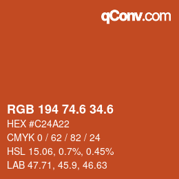 カラーコード: RGB 194 74.6 34.6 | qconv.com