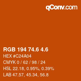 カラーコード: RGB 194 74.6 4.6 | qconv.com