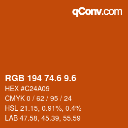 カラーコード: RGB 194 74.6 9.6 | qconv.com