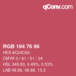 Color code: RGB 194 76 96 | qconv.com