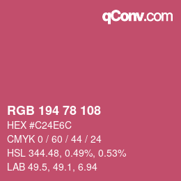 カラーコード: RGB 194 78 108 | qconv.com