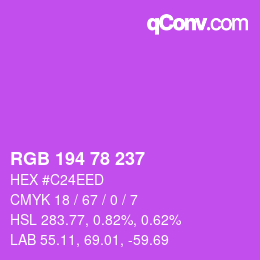 Color code: RGB 194 78 237 | qconv.com