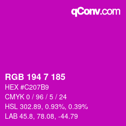 カラーコード: RGB 194 7 185 | qconv.com