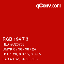 カラーコード: RGB 194 7 3 | qconv.com