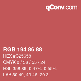 颜色代码: RGB 194 86 88 | qconv.com