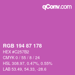 カラーコード: RGB 194 87 178 | qconv.com