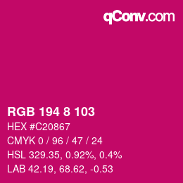 Color code: RGB 194 8 103 | qconv.com