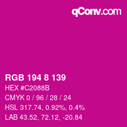 カラーコード: RGB 194 8 139 | qconv.com