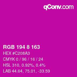 Color code: RGB 194 8 163 | qconv.com