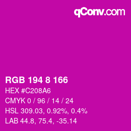 Color code: RGB 194 8 166 | qconv.com