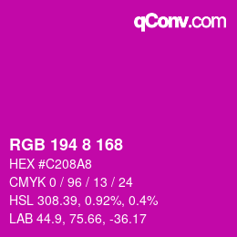 Color code: RGB 194 8 168 | qconv.com