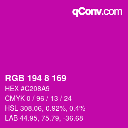Color code: RGB 194 8 169 | qconv.com