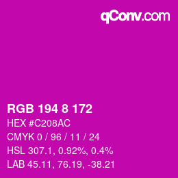 Color code: RGB 194 8 172 | qconv.com