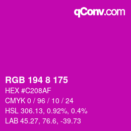 Color code: RGB 194 8 175 | qconv.com
