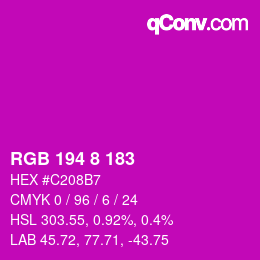 Color code: RGB 194 8 183 | qconv.com