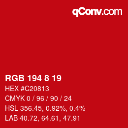 Farbcode: RGB 194 8 19 | qconv.com