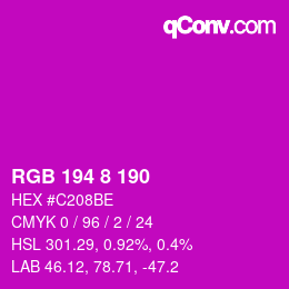 Farbcode: RGB 194 8 190 | qconv.com